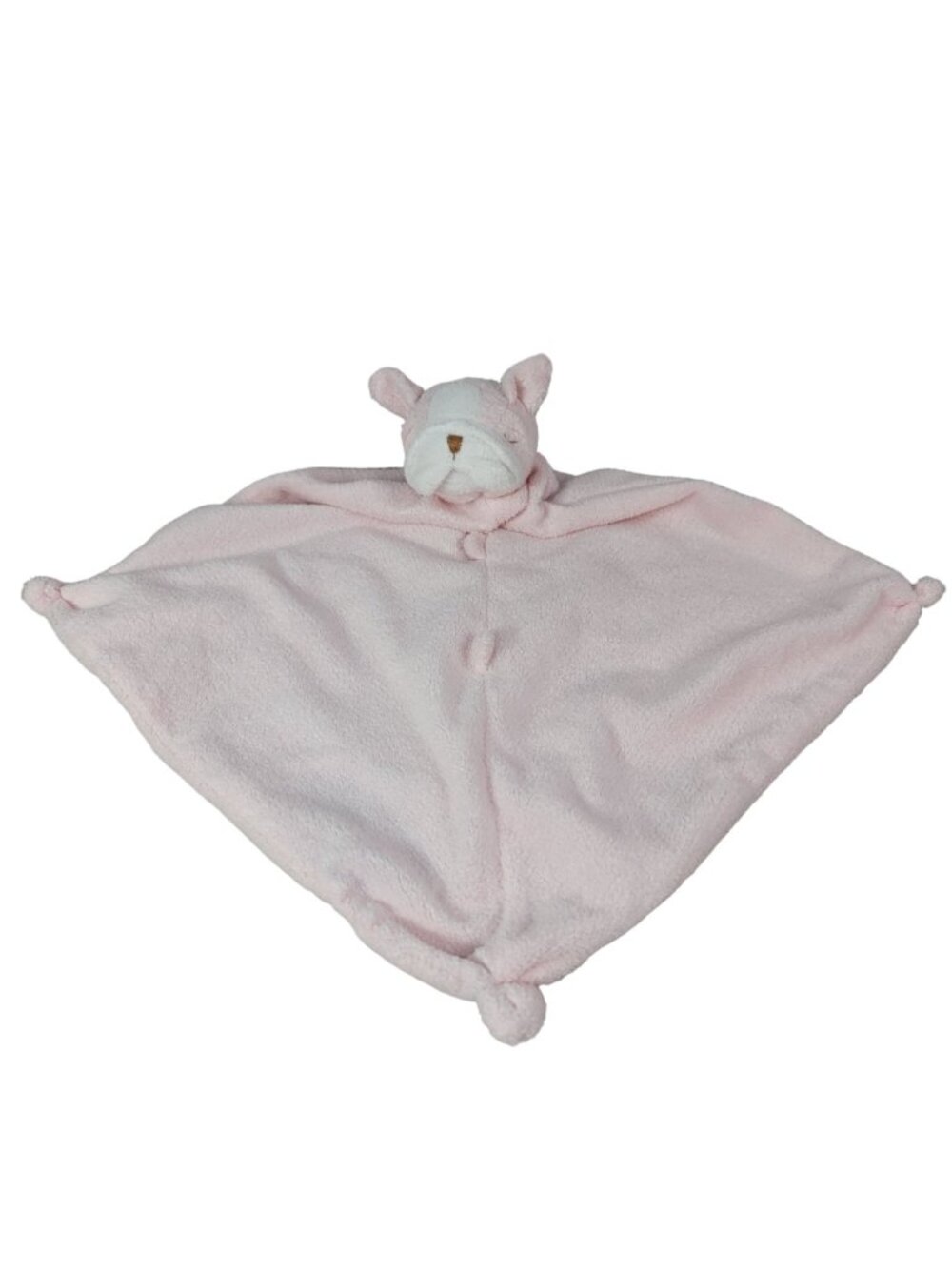 Angel Dear Sleeping Puppy Plush Lovey Pink White 12" Knotted Corners Dog Bulldog